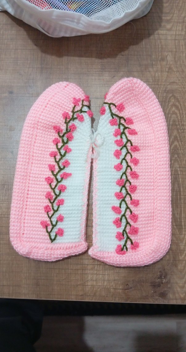 Nakışlı Pembe çeyizlik patik - Görsel 3