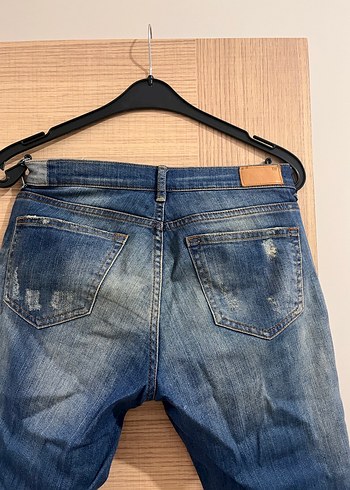 Kadın Mavi Denim Salaş Midi Kot Pantolon - Görsel 5