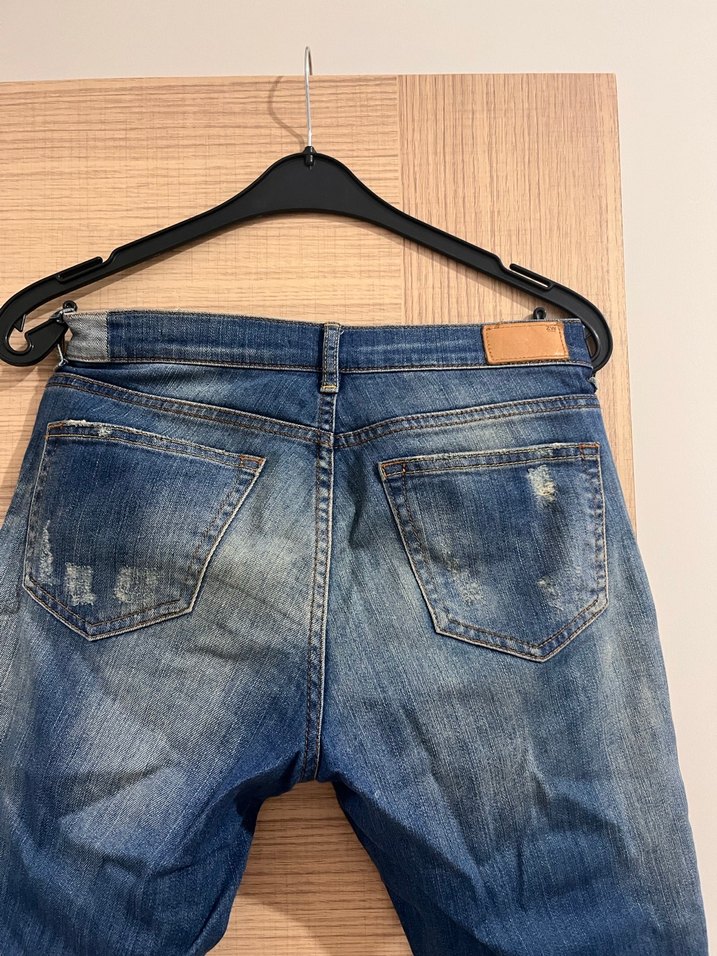 Kadın Mavi Denim Salaş Midi Kot Pantolon - Görsel 5