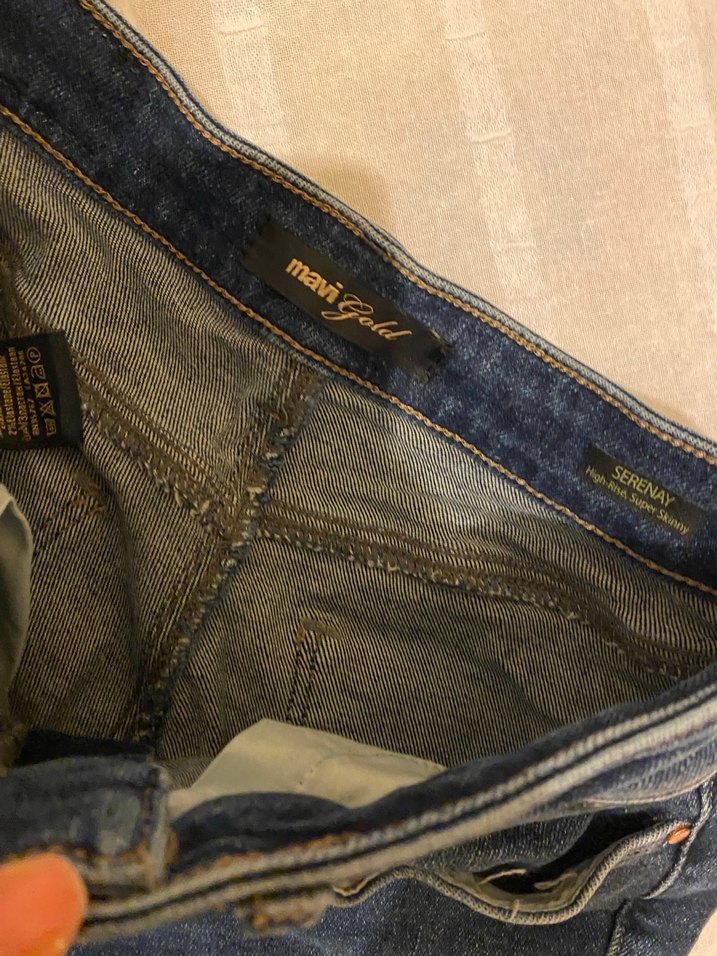 Kadın Koyu Mavi Dar Kesim Kot Pantolon - Görsel 3