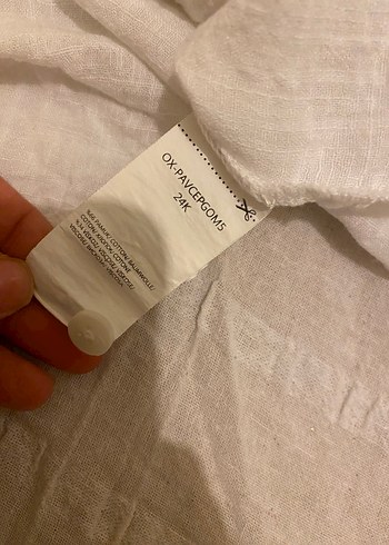 Düğmeli Beyaz Keten Kadın Gömlek - Görsel 4