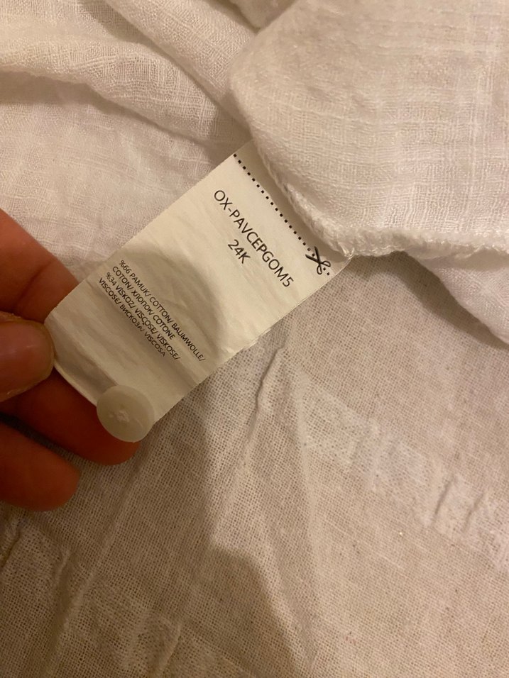 Düğmeli Beyaz Keten Kadın Gömlek - Görsel 4