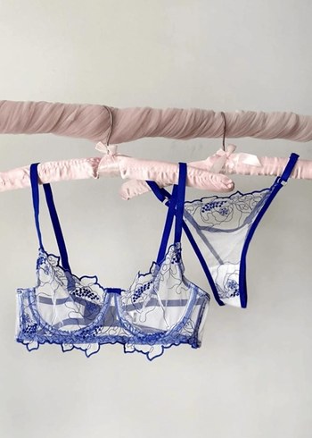 Nakışlı Mini Mavi Bohem Büstiyer - Görsel 4