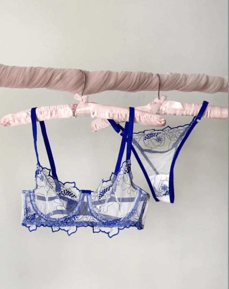 Nakışlı Mini Mavi Bohem Büstiyer - Görsel 4