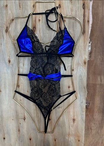 Sistina Mavi Siyah Mini Gösterişli Gecelik - Görsel 2