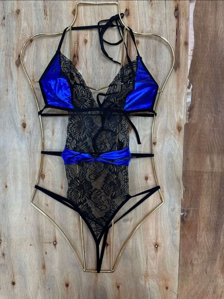 Sistina Siyah Mavi Dantel Mini Gecelik - Görsel 2