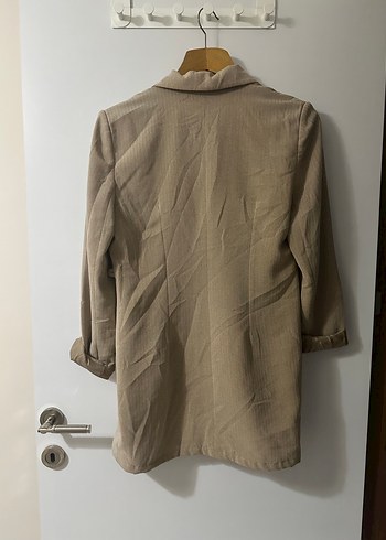 Bej Kadın Keten Midi Blazer - Görsel 2