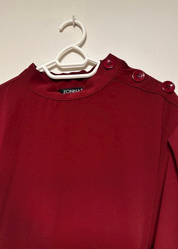 Bordo Uzun Kollu kuşaklı Kadın Elbise - Görsel 7