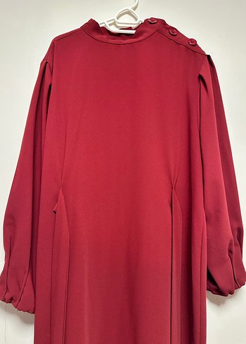 Bordo Uzun Kollu kuşaklı Kadın Elbise - Görsel 5