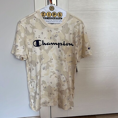 Bej Kamuflaj Desenli Champion Tişört