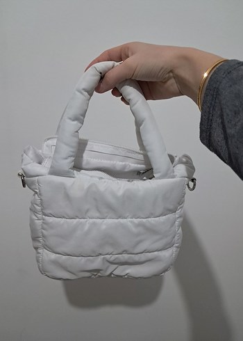 Beyaz Fermuarlı Kadın El Çantası - Görsel 2