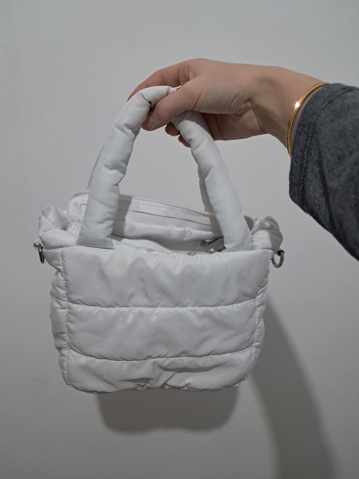 Beyaz Fermuarlı Kadın El Çantası - Görsel 2