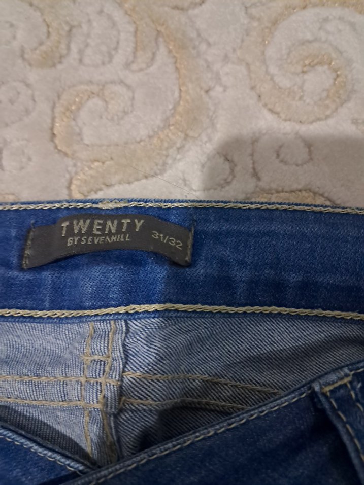 Kadın Mavi Denim Kemerli Rahat Kesim Jean - Görsel 2