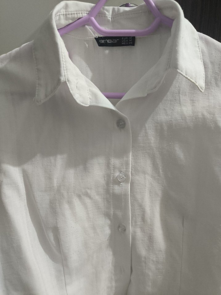 beyaz crop gomlek - Görsel 2