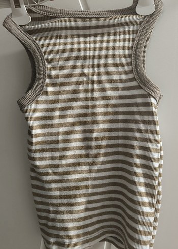 Bej Gri Çizgili kadın crop - Görsel 3