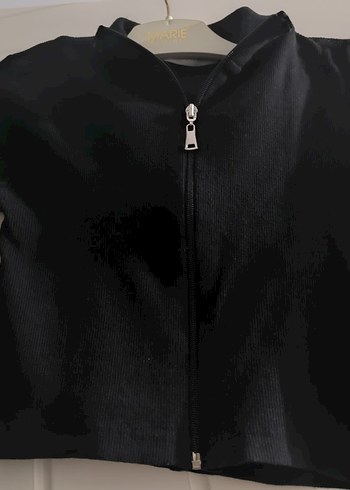 Kısa Kollu Siyah kadın Crop Tişört - Görsel 2