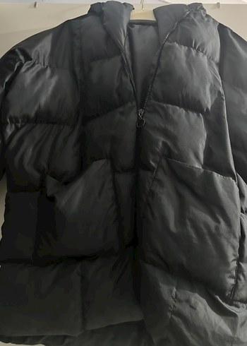 Siyah Kadın Midi Kışlık Fermuarlı Mont - Görsel 2