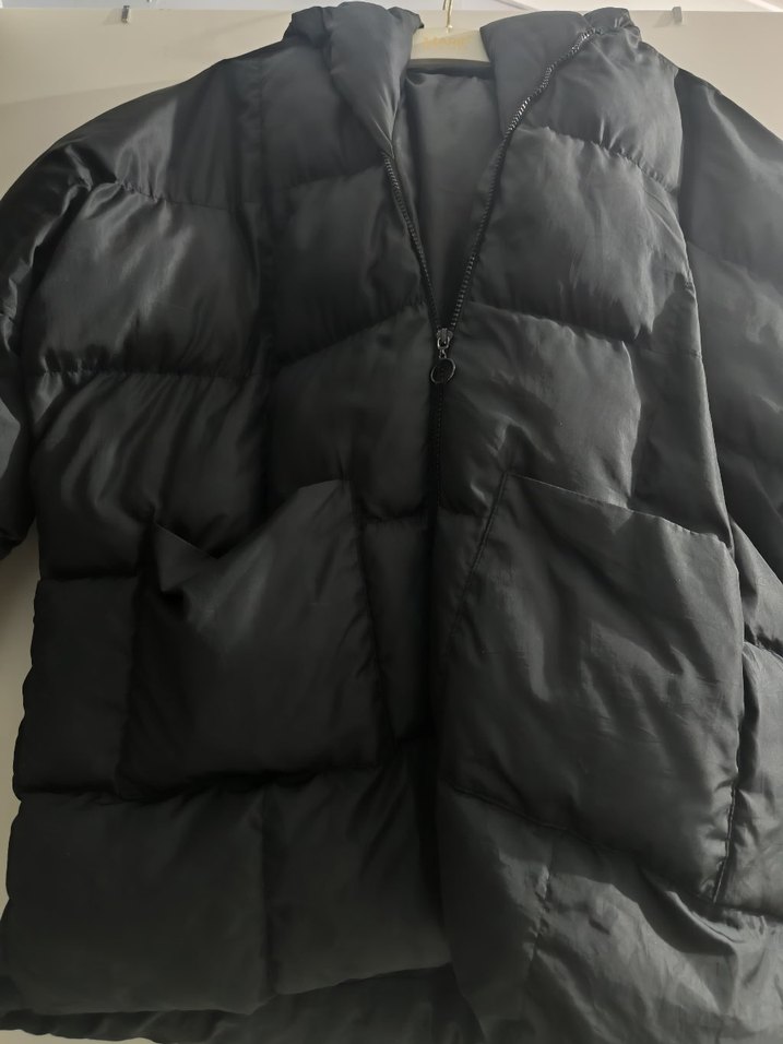 Siyah Kadın Midi Kışlık Fermuarlı Mont - Görsel 2