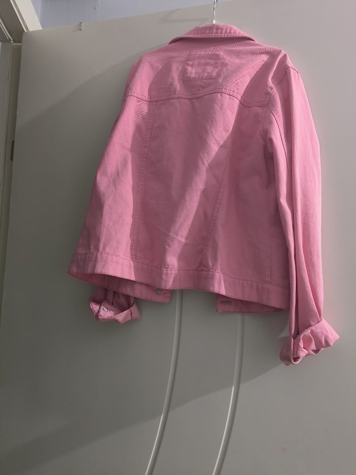 Kadın Pembe Düğmeli Denim Ceket - Görsel 2