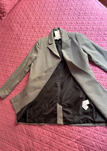 Pull and Bear Gri Düğmeli Uzun Hamile Ceketi
