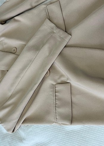 Diğer Bej Düğmeli Normal Kesim Midi Blazer