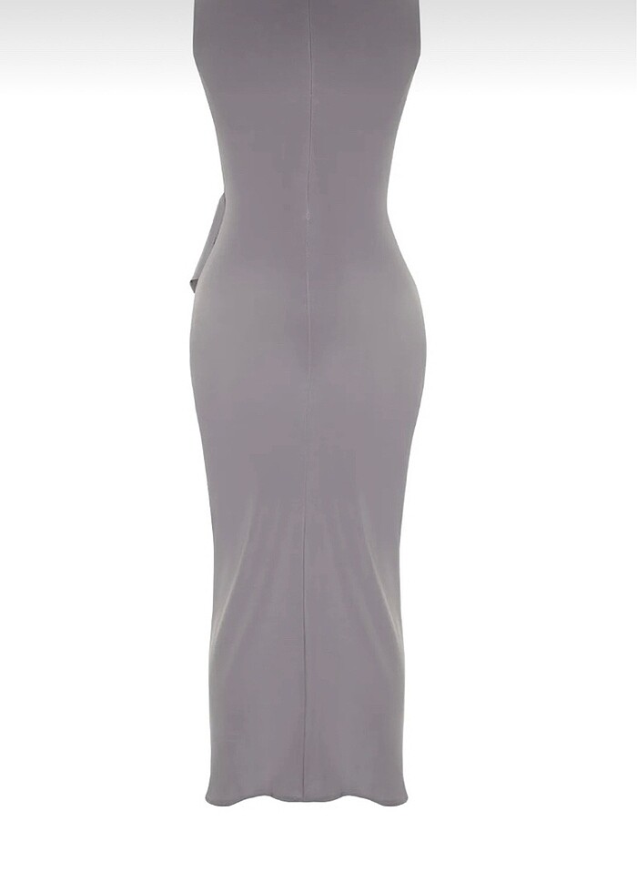 Gri Fırfırlı Abiye Elbise - Görsel 4