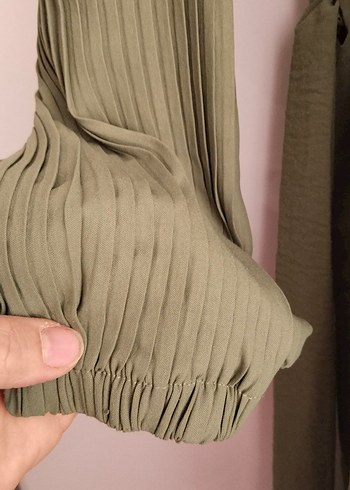 Uzun Kollu Piliseli Kadın Tunik çağla yeşili yepyeni - Görsel 2