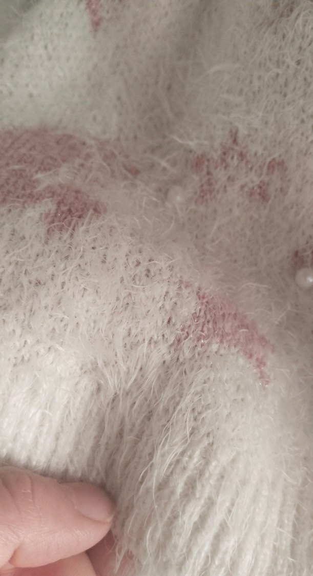 Beyaz Pembe Batik Desenli Örgü Çocuk Bere - Görsel 3