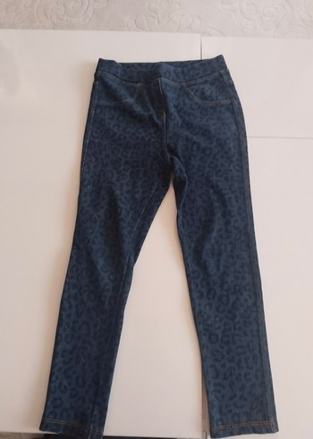 Leopar Desenli Mavi Kız Kot Pantolon - Görsel 4