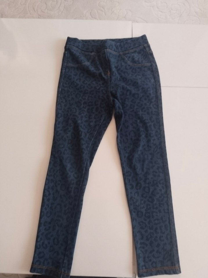 Leopar Desenli Mavi Kız Kot Pantolon - Görsel 4