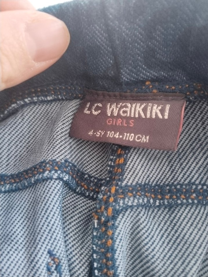 Leopar Desenli Mavi Kız Kot Pantolon - Görsel 3