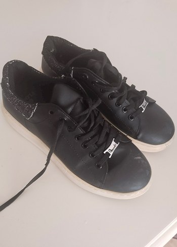 Siyah Bağcıklı Kadın Spor Ayakkabı - Görsel 5