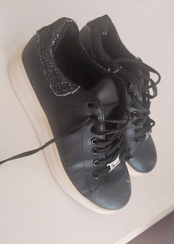 Siyah Bağcıklı Kadın Spor Ayakkabı - Görsel 4