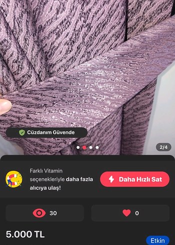 Mor Modern Desenli Perde - Görsel 3