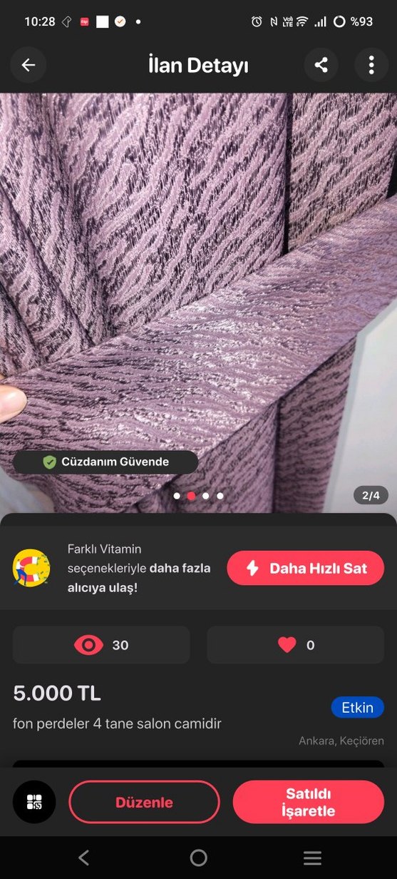 Mor Modern Desenli Perde - Görsel 3