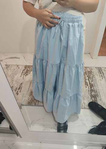 Mavi Midi fırfırlı  Etek - Görsel 4