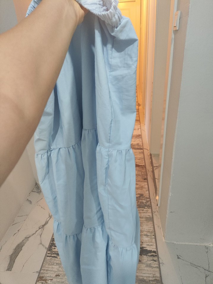 Mavi Midi fırfırlı  Etek - Görsel 3