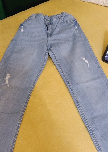 Erkek çocuk Mavi Rahat Kesim Midi Kot Pantolon - Görsel 2