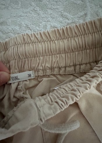 Bej Rahat Kesim Kadın Keten Pantolon - Görsel 3