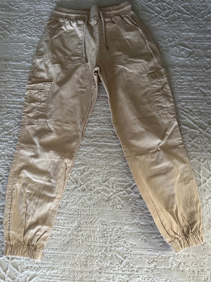 Bej Rahat Kesim Kadın Keten Pantolon - Görsel 2