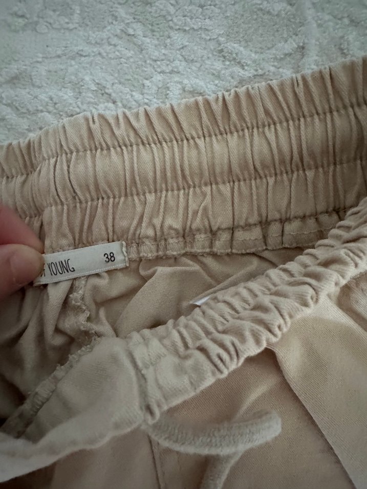 Bej Rahat Kesim Kadın Keten Pantolon - Görsel 3