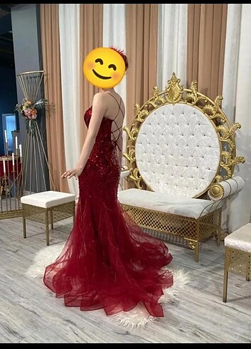 38 Beden kırmızı Renk Kına Gecesi Elbisesi