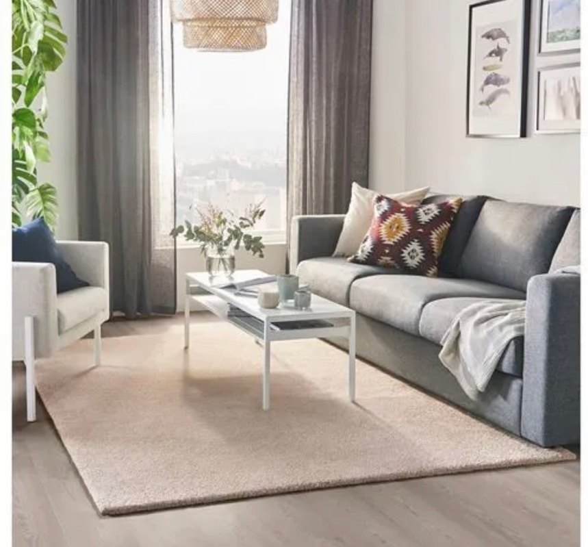 IKEA STOENSE KIRIK BEYAZ HALI ( yıkanmiş şekilde teslim) - Görsel 3