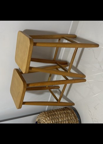 Bej Ahşap Bar Sandalyesi(2 li) ( Cilalı) - Görsel 4