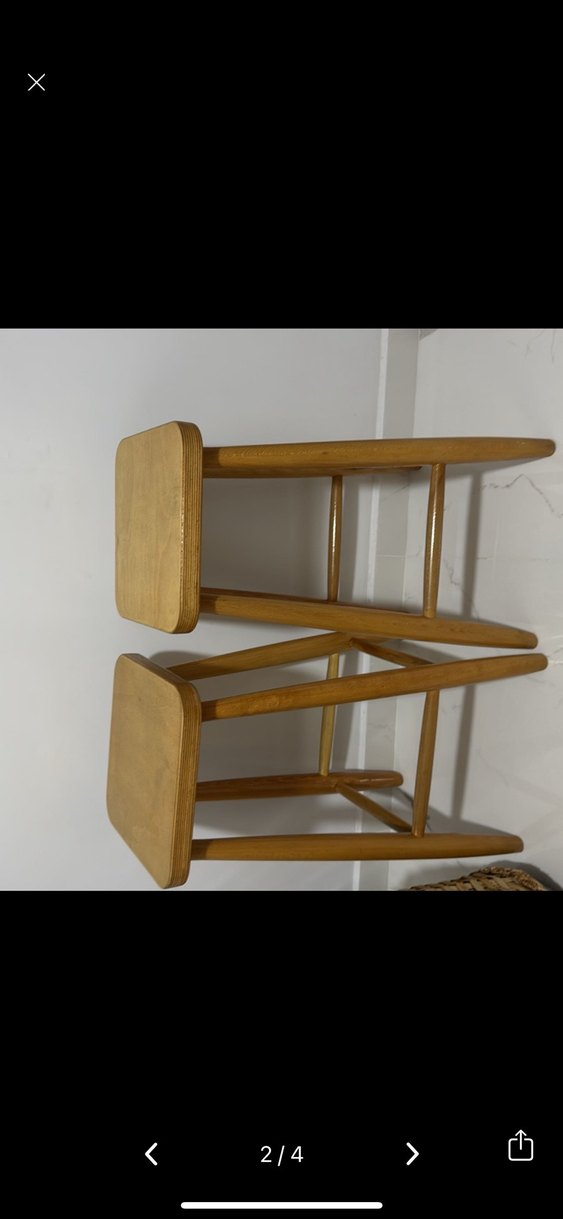 Bej Ahşap Bar Sandalyesi(2 li) ( Cilalı) - Görsel 5