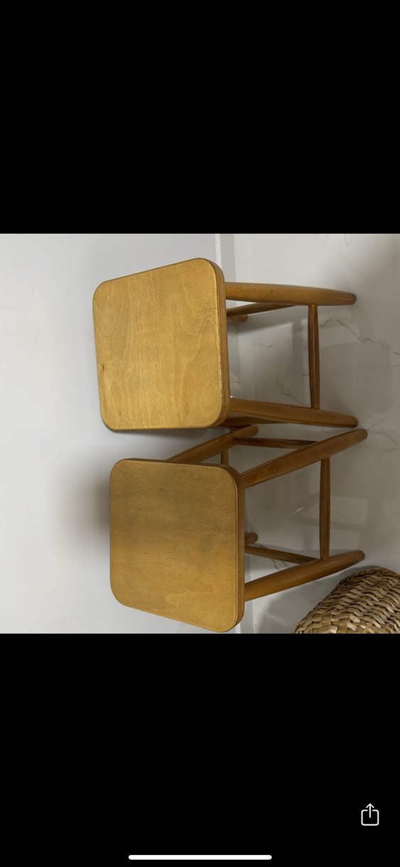 Bej Ahşap Bar Sandalyesi(2 li) ( Cilalı) - Görsel 2