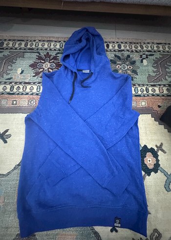 Defacto Erkek Mavi Kapüşonlu Sweatshirt