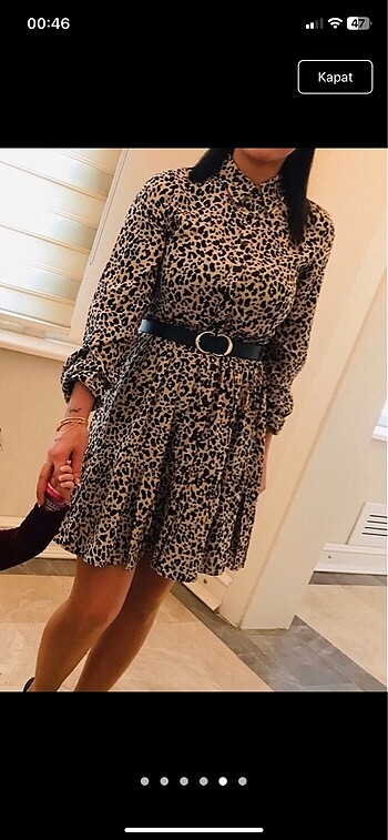 Leoparlı mini elbise
