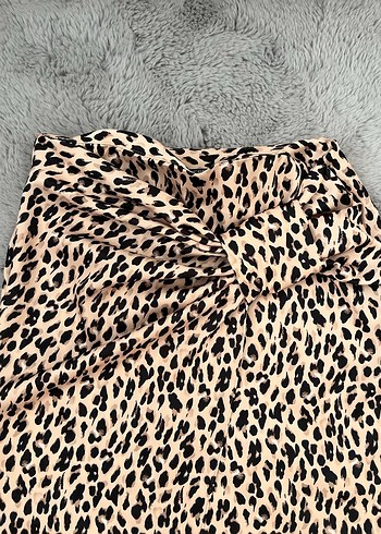 Kahverengi Leopar Desenli Uzun Kadın Etek - Görsel 2