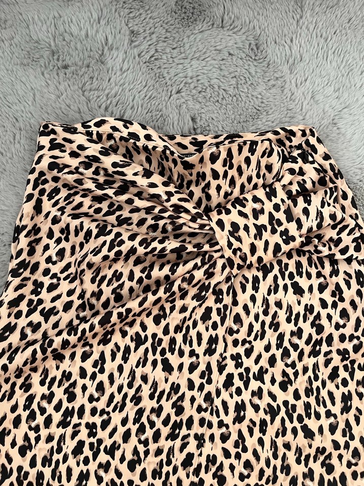 Kahverengi Leopar Desenli Uzun Kadın Etek - Görsel 2